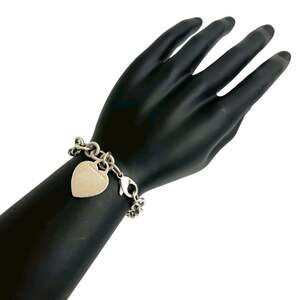 TIFFANY Authentic Silver Heart Charm Bracelet